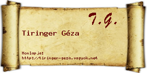 Tiringer Géza névjegykártya