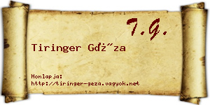 Tiringer Géza névjegykártya