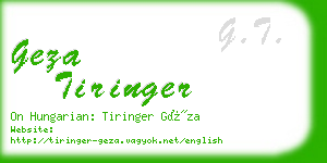 geza tiringer business card